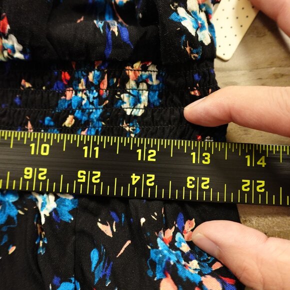 Bebop Women’s Floral Print Romper XS Black Blue Pink Rayon - Picture 6 of 12